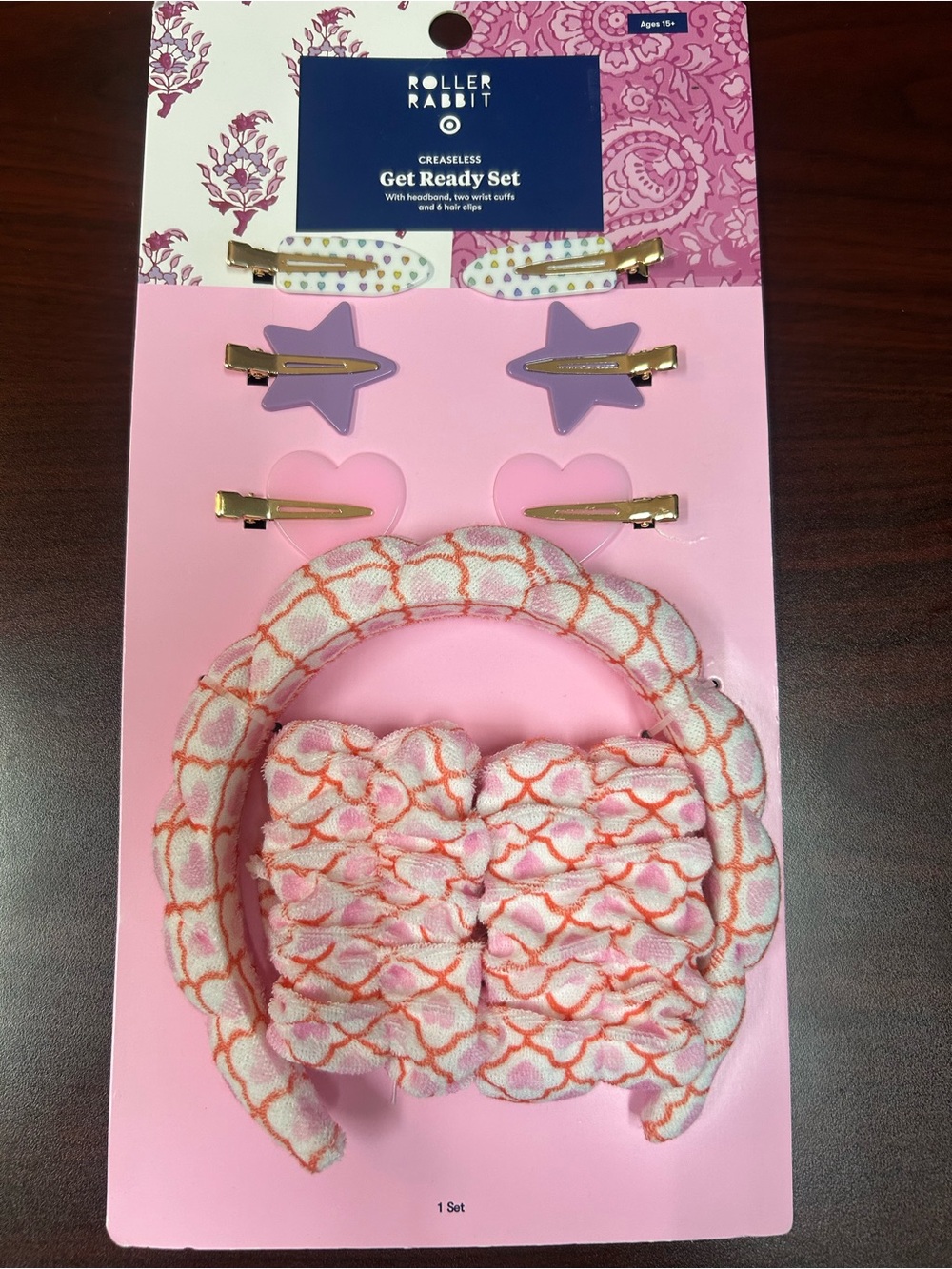 Roller Rabbit x Target Geo Hearts Headband Wristband Clip Set-NWT